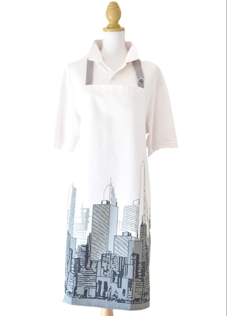 apron, cityscape grey, white